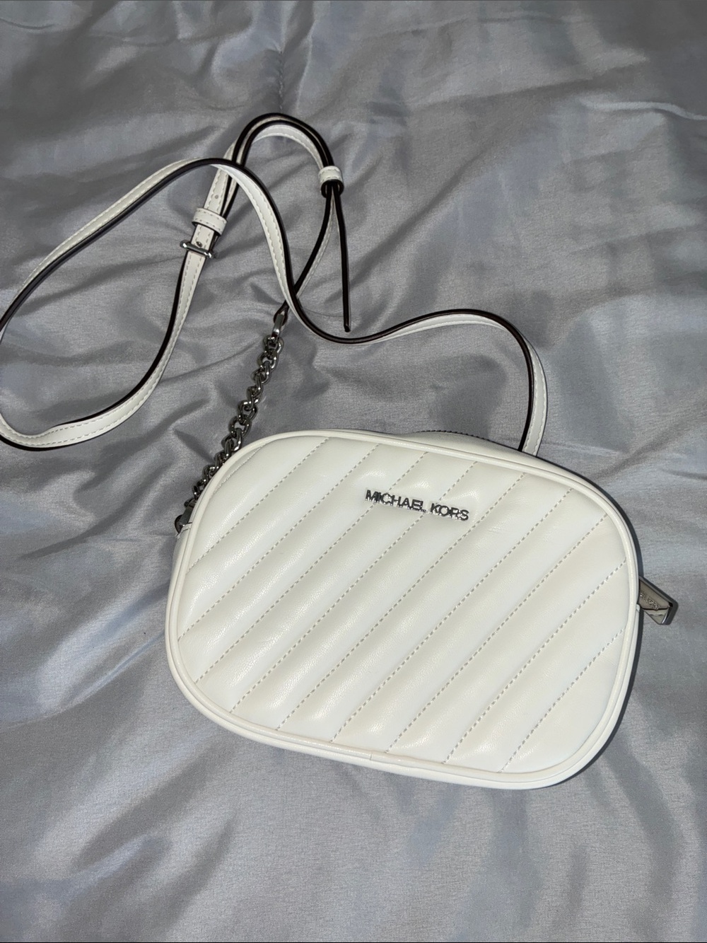 Michael Kors White Quilted Leather Crossbody Shoulder Bag